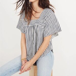 Madewell Texture & Thread Butterfly Top in Isley Stripe in Bright Ivory